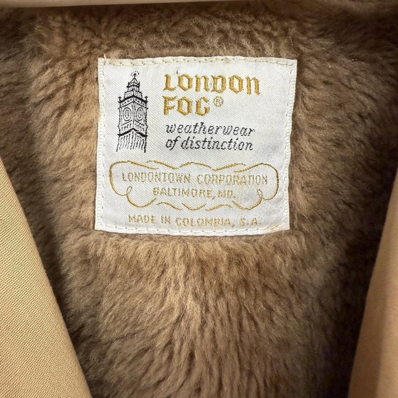 Vtg Men's London Fog Khaki Coat Size 44 Long Sherpa Lined Safari Casual Jacket - Picture 5 of 16